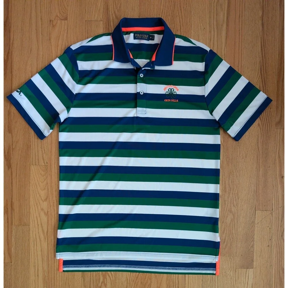 Erin Hills Polo Golf Ralph Lauren Polo Shirt Striped Medium 2017 US Open USGA